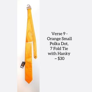 Verse 9 - Orange Small Polka Dot, 7 Fold Tie with Hanky